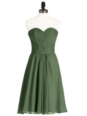 Strapless Sweetheart Neck Short Dresses Olive Green
