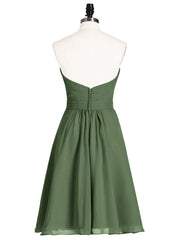 Strapless Sweetheart Neck Short Dresses Olive Green