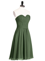 Strapless Sweetheart Neck Short Dresses Olive Green