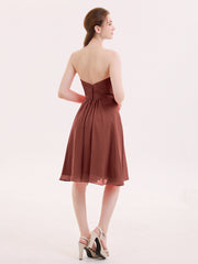 Strapless Sweetheart Neck Short Dresses Terracotta