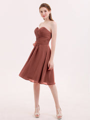 Strapless Sweetheart Neck Short Dresses Terracotta