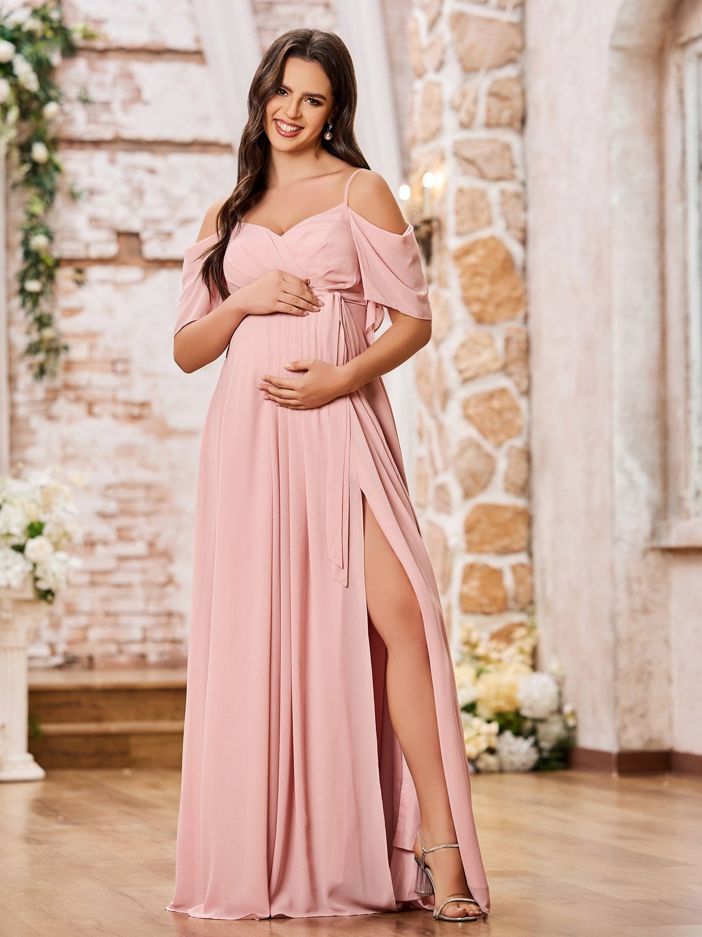 bridesmaid maternity dresses uk Plunge Maternity Chiffon Bridesmaid Dress