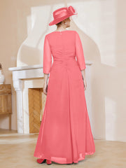 A-line Floor-Length Chiffon Pleated Dress Watermelon