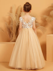 Sleeveless Floor-length Ball Gown Dress with Bow