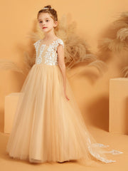 Sleeveless Floor-length Ball Gown Dress with Bow