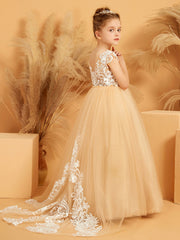 Sleeveless Floor-length Ball Gown Dress with Bow