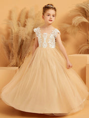 Sleeveless Floor-length Ball Gown Dress with Bow