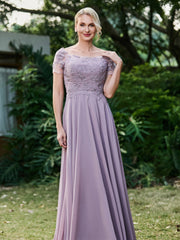 Elegant Flower Appliqued Chiffon Dress with Pleated Tahiti