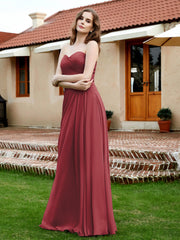 Long Chiffon Strapless Gowns with Sweethart Cinnamon Rose
