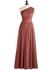One Shoulder Chiffon Wedding Party Dresses Terracotta