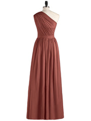 One Shoulder Chiffon Wedding Party Dresses Terracotta