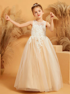 Cute Illusion Neckline Lace Tulle Ball Gown