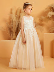 Cute Illusion Neckline Lace Tulle Ball Gown