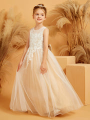 Cute Illusion Neckline Lace Tulle Ball Gown