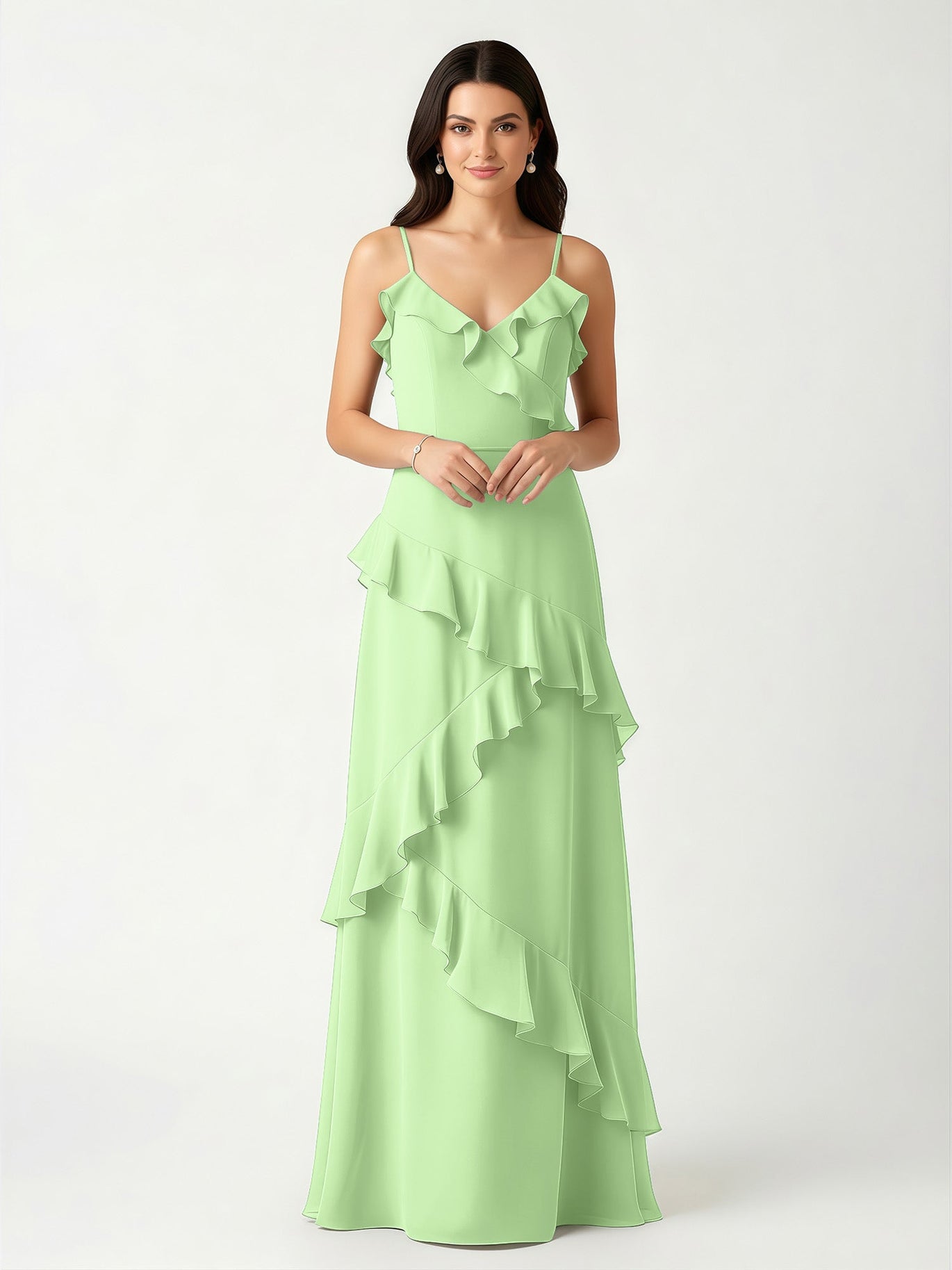 sachin and babi light blue dress One-Shoulder Gown with Cascading Ruffle Detail 43126 main image 0