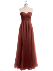 Long Strapless Tulle Gown with Sweetheart  Neck Terracotta