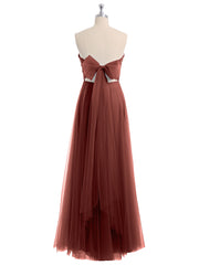Long Strapless Tulle Gown with Sweetheart  Neck Terracotta
