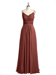 Spaghetti Strap Chiffon Dress with Lace Top Terracotta