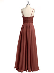 Spaghetti Strap Chiffon Dress with Lace Top Terracotta