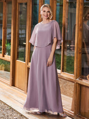 Gorgeous A-line Flutter Cape Sleeves Dress Dusk