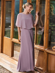 Gorgeous A-line Flutter Cape Sleeves Dress Dusk