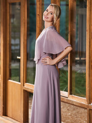 Gorgeous A-line Flutter Cape Sleeves Dress Dusk