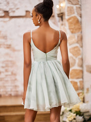 Charming Spaghetti Straps Princess Print Chiffon Mini Dresses