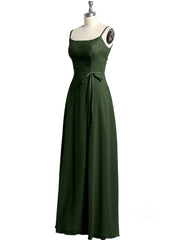 Spaghetti Strap Simple Dress with Slit Olive Green