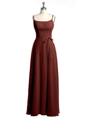 Spaghetti Strap Simple Dress with Slit Terracotta