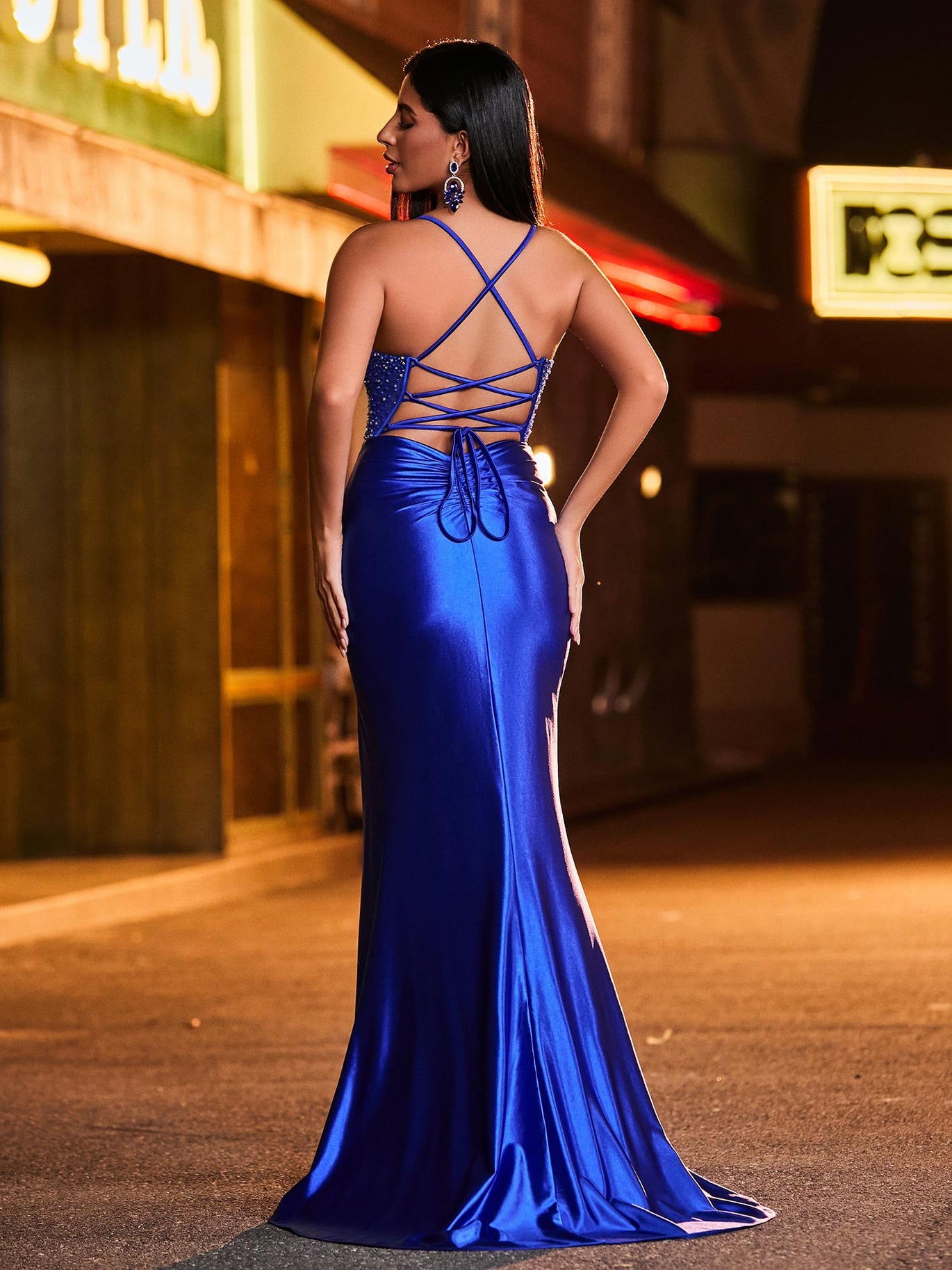 strapless open back dress Pink A-line Spaghetti Straps V-neck Floor-length Short Party Prom Dresses
