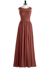 Illusion Neck Chiffon Full Length Dresses Terracotta