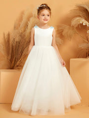 Cute Matte Satin Floor Length Flower Girl Dress