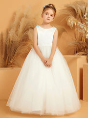 Cute Matte Satin Floor Length Flower Girl Dress