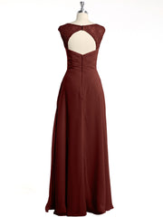 Lace Strap V Neckline Chiffon Bridesmaid Dress Terracotta