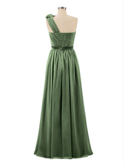 Long Chiffon Dresses with FLOWERS Olive Green