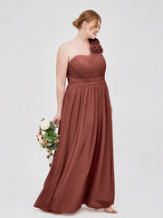 Long Chiffon Dresses with FLOWERS Terracotta
