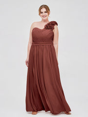Long Chiffon Dresses with FLOWERS Terracotta