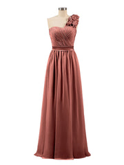 Long Chiffon Dresses with FLOWERS Terracotta