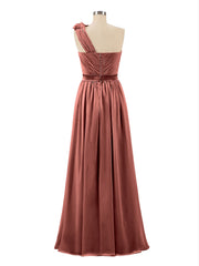 Long Chiffon Dresses with FLOWERS Terracotta