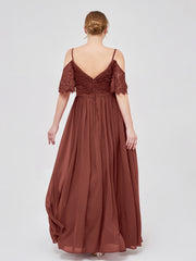 Lace and Chiffon Full Length Dresses Terracotta