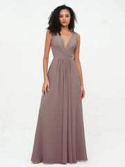 Open Back Chiffon Dresses with Deep V-neck Dusk
