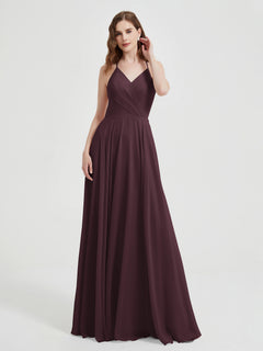 V-neck Bridesmaid Dress with Cross Back Cabernet