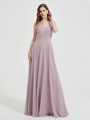 V-neck Bridesmaid Dress with Cross Back Dusk
