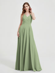 V-neck Bridesmaid Dress with Cross Back Dusty Sage