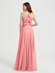V-neck Bridesmaid Dress with Cross Back Flamingo