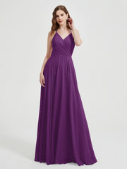 V-neck Bridesmaid Dress with Cross Back Grape