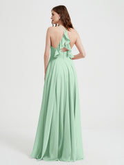 V-neck Bridesmaid Dress with Cross Back Mint Green