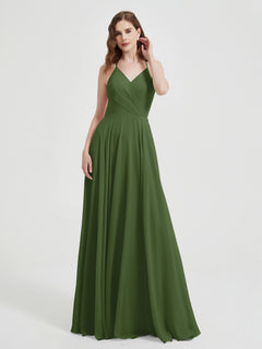 V-neck Bridesmaid Dress with Cross Back Moss