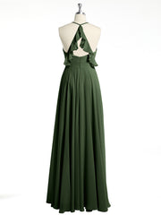 V-neck Bridesmaid Dress with Cross Back Olive Green