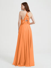 V-neck Bridesmaid Dress with Cross Back Orange